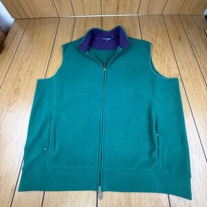 Polo Golf Ralph Lauren Fleece Vest Green  Full Zip Mens XL Pima Cotton Blend